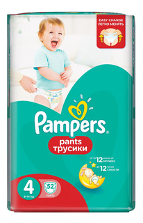 Подгузники-трусики Pampers Pants 4 (9-14 кг), 52 шт.