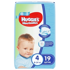 Подгузники Huggies Ultra Comfort для мальчиков 4 (8-14 кг), 19 шт.