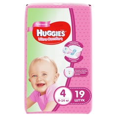 Подгузники Huggies Ultra Comfort для девочек 4 (8-14 кг), 19 шт.