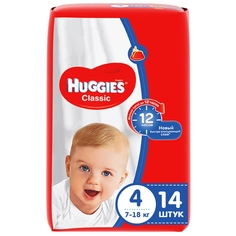 Подгузники Huggies Classic 4 (7-18 кг), 14 шт.