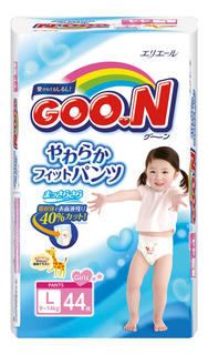 Подгузники-трусики Goon для девочек L (9-14 кг), 44 шт.