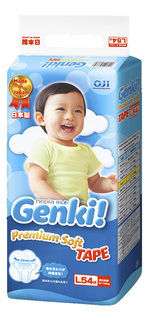 Подгузники Genki Nepia L (9-14 кг), 54 шт.
