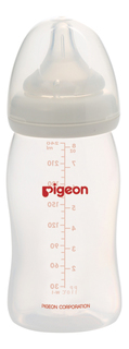 Бутылочка для кормления pigeon "перистальтик плюс" с широким горлышком, 240 мл