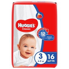 Подгузники Huggies Classic 3 (4-9 кг), 16 шт.