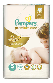 Подгузники Pampers Premium Care 5 (11-18 кг), 18 шт.