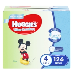 Подгузники Huggies Ultra Comfort для мальчиков 4 (8-14 кг), Disney Box, 126 шт.