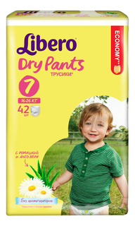 Подгузники-трусики Libero Dry Pants Size 7 (16-26кг), 42 шт.