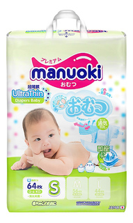 Подгузники Manuoki S (3-6 кг), 64 шт.