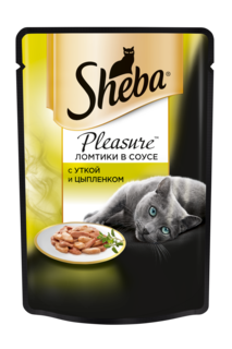 Влажный корм для кошек Sheba Pleasure ломтики из утки и цыпленка в соусе, 85г