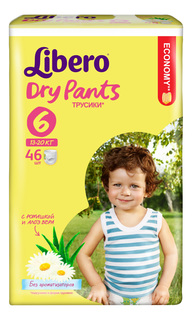 Подгузники-трусики Libero Dry Pants Size 6 (13-20кг), 46 шт.