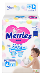 Подгузники Merries L (9-14 кг), 18 шт.