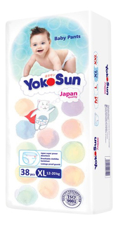 Подгузники YokoSun XL (12-20 кг), 38 шт.