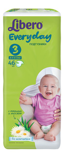 Подгузники Libero Everyday Size 3 (4-9кг), 46 шт.