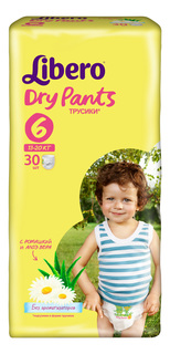 Подгузники-трусики Libero Dry Pants Size 6 (13-20кг), 30 шт.