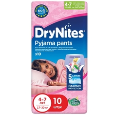 Подгузники-трусики Huggies DryNites для девочек 4-7 лет, 10 шт.