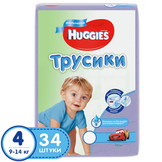 Подгузники-трусики Huggies для мальчиков 4 (9-14 кг), 34 шт.