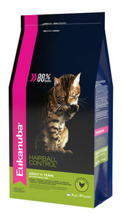 Сухой корм для кошек Eukanuba Hairball Control, для выведения шерсти, курица, 2кг