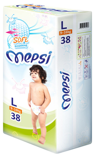 Подгузники Mepsi Soft&breathing L (9-16 кг), 38 шт.