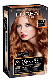 Краска для волос L`Oreal Paris Preferance 7.43 Шангрила 40 мл