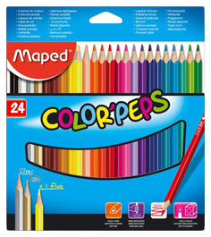 Карандаши цветные COLORPEPS, треугольн,24 цв. картон. MAPED