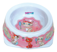 Одинарная миска для кошек DEZZIE, пластик, белый, розовый, 0.3 л