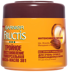 Маска для волос Garnier Fructis 3 в 1 Тройное восстановление 300мл