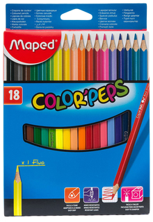 Карандаши цветные COLORPEPS, треугольн,18 цв. картон. MAPED