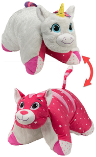 Подушка 1 Toy Вывернушка плюшевая Белый Единорог Розовая Кошечка