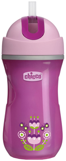 Чашка-поильник Chicco Sport Cup с трубочкой, 266 мл, Розовый