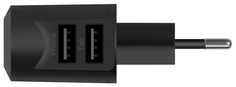 Сетевое зарядное устройство Prime Line 2 USB 2,1A Black