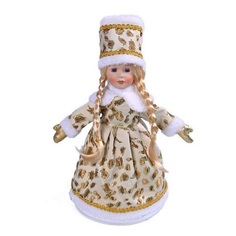 Кукла снегурочка 35 см золото Новогодняя сказка 973011