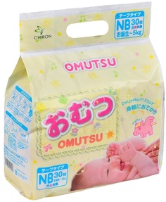 Подгузники Omutsu NB (до 5 кг), 30 шт.