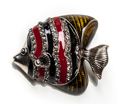 Брошь Moon Paris рыба-дискус со стразами (желтый)