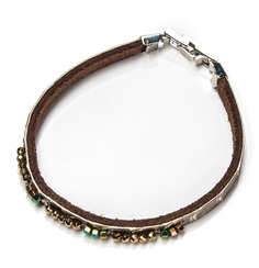 Браслет Moon Paris с принтом кожи змеи и бусинами (золотистый)