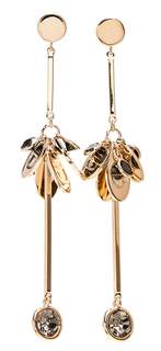 Серьги Moon Paris золотистые подвески стержни с кристаллами (оливковый)