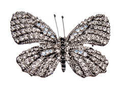 Брошь Moon Paris бабочка со стразами (розовый/желтый)