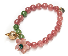 Браслет Moon Paris стрейч с незабудкой из кварца (розовый)