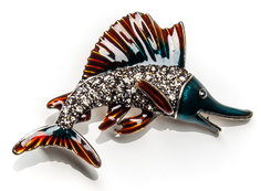 Брошь Moon Paris рыба со стразами (синий)