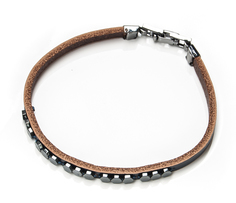 Браслет Moon Paris кожаный с геометрическими фигурами (синий)