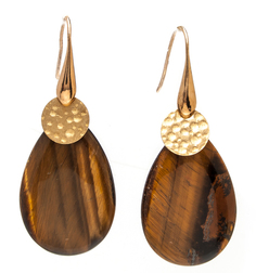 Серьги Moon Paris подвески диски, капли (тигровый глаз)