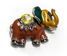 Брошь Moon Paris индийский слон с кристаллами и стразами (коричневый)