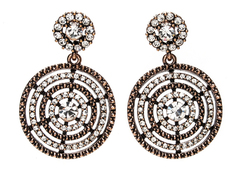 Серьги Moon Paris подвески круги со стразами и кристаллами (бронзовый)