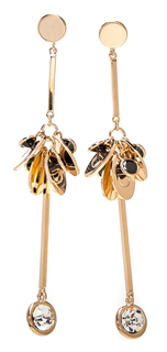 Серьги Moon Paris золотистые подвески стержни с кристаллами (белый)