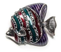 Брошь Moon Paris рыба-дискус со стразами (фиолетовый)