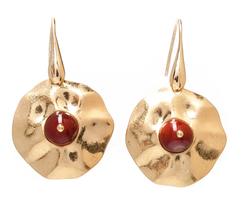 Серьги Moon Paris золотистые подвески фиалки (коричневый сердолик)