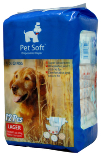 Подгузники для собак Pet Soft одноразовые впитывающие Dono Pet Diapers 12 штук