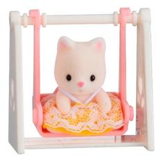 Игровой набор sylvanian families младенец в пластиковом сундучке (кошка на качелях)