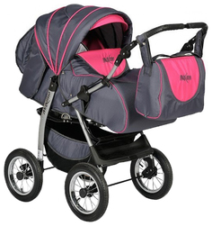 Коляска-трансформер Indigo Maximo Ma 14 темный графит, малиновый