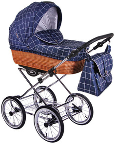 Коляска 2 в 1 Lonex Classic Retro Blue клетка
