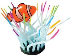 Декорация для аквариума Jelly-Fish Актиния с рыбой Клоун радужная 1440